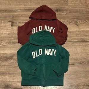 Old Navy Kids 3t Hooded Jacket Bundle Green and Maroon